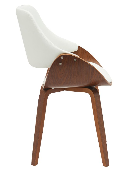 Silla de comedor Vangale piel sintética, nogal/blanco