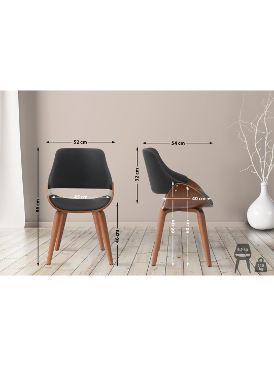 Silla de comedor tela Vangale, nogal/negro