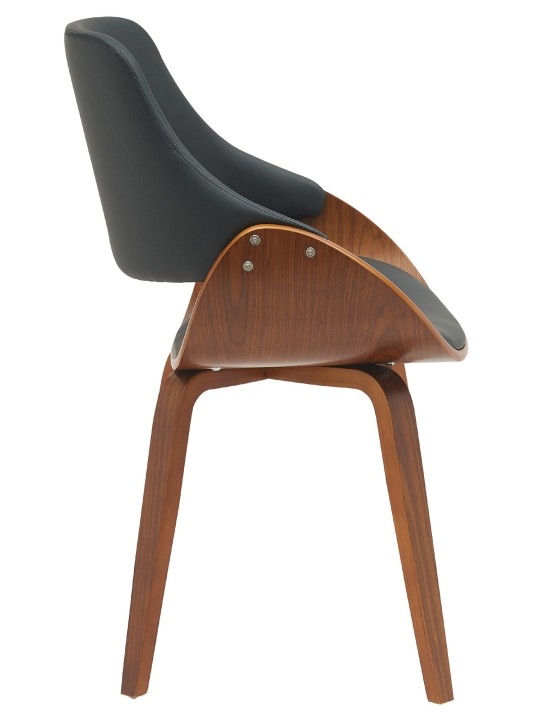 Silla de comedor Vangale piel sintética, nogal/negro