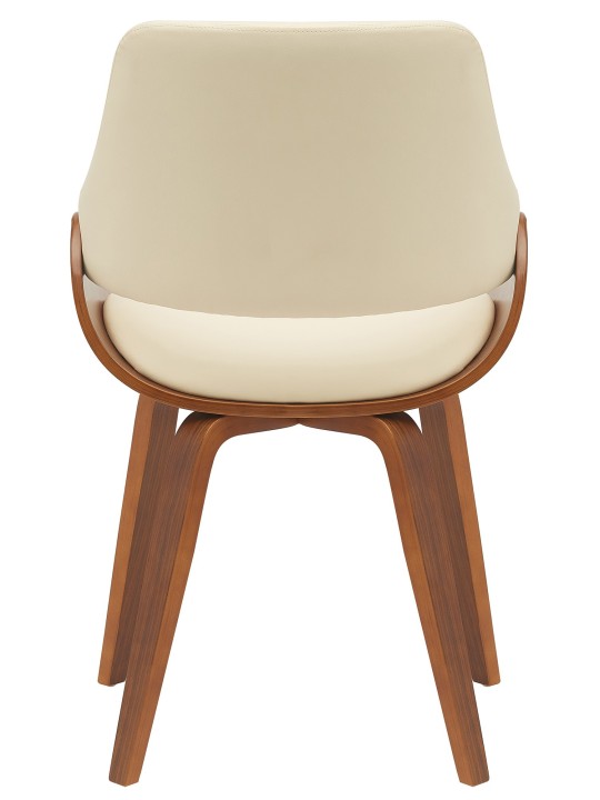 Silla de comedor Vangale piel sintética, nogal/crema