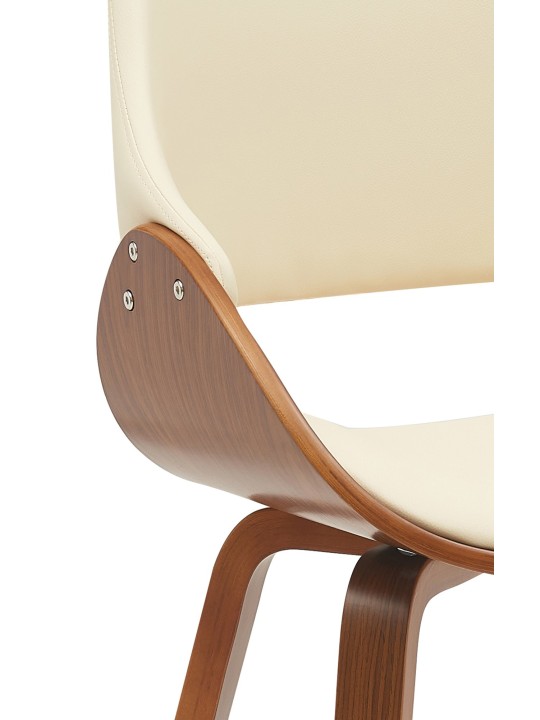 Silla de comedor Vangale piel sintética, nogal/crema