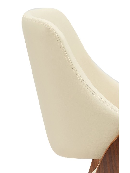 Silla de comedor Vangale piel sintética, nogal/crema