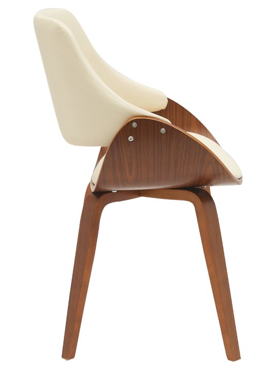 Silla de comedor Vangale piel sintética, nogal/crema