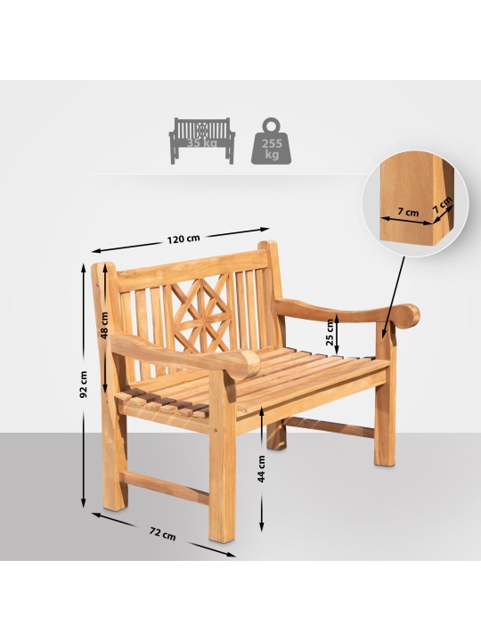 Banco de teca Florida 120 cm con funda, teca Banco de teca Florida 120 cm con funda, teca