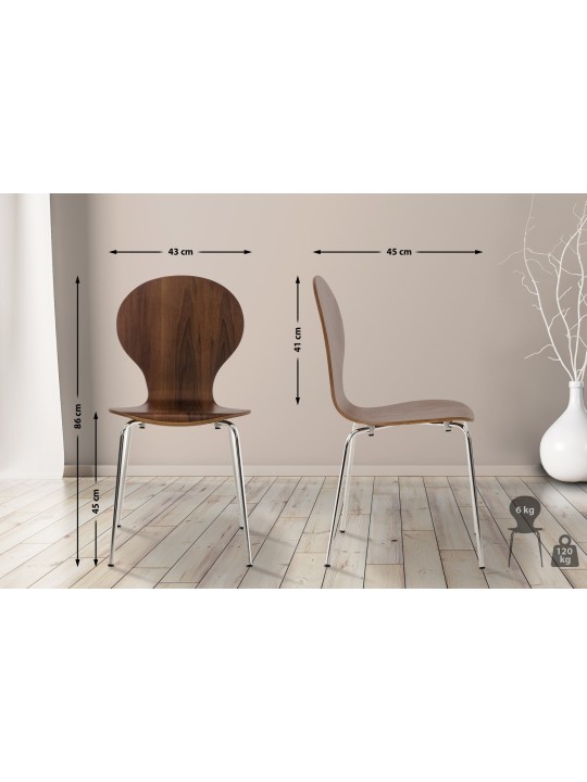 Juego de 4 sillas de visita Diego, nogal