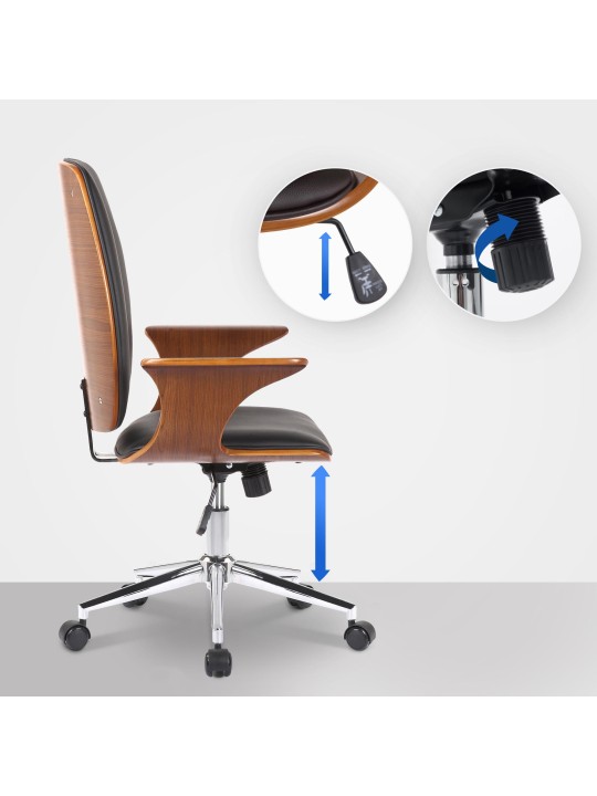 Silla de oficina Burbank piel sintética, nogal/negro Silla de oficina Burbank piel sintética, nogal/negro