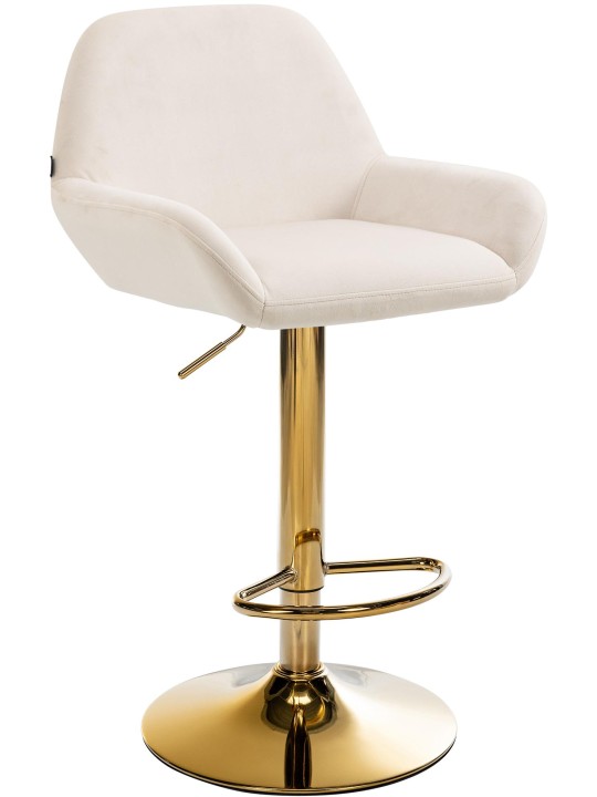 Taburete de bar Braga Terciopelo Dorado, crema