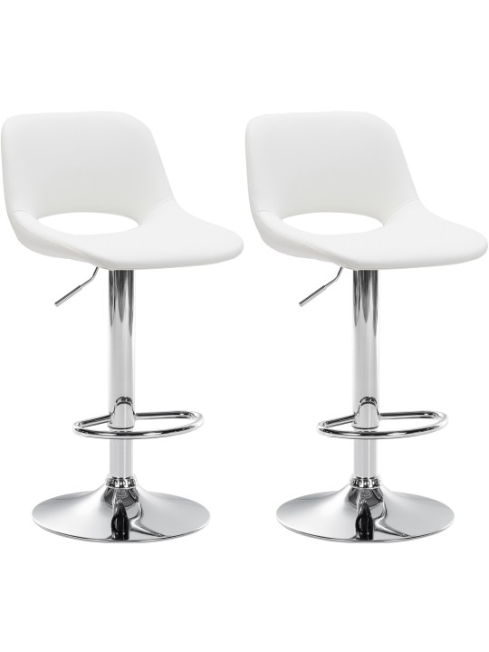Juego de 2 taburetes de bar Camden polipiel cromado, blanco Juego de 2 taburetes de bar Camden polipiel cromado, blanco