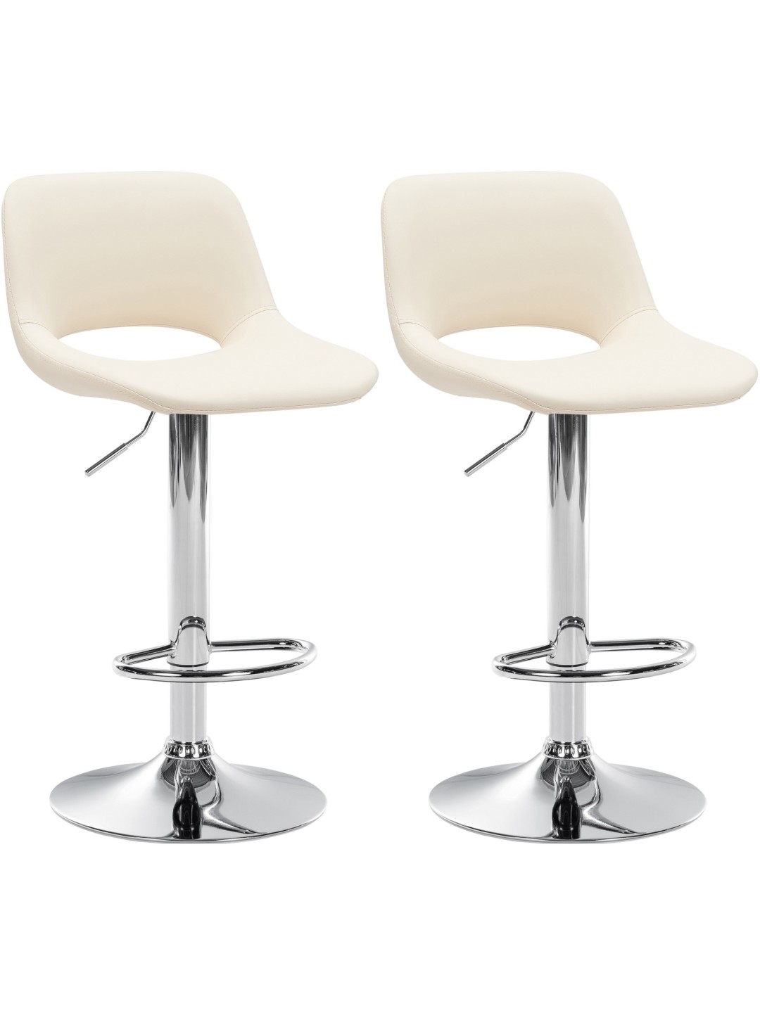Juego de 2 taburetes de bar Camden polipiel cromado, crema