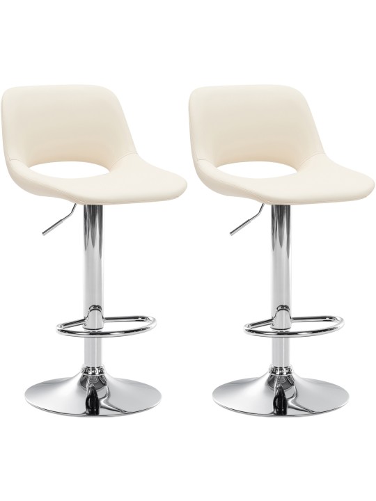Juego de 2 taburetes de bar Camden polipiel cromado, crema Juego de 2 taburetes de bar Camden polipiel cromado, crema