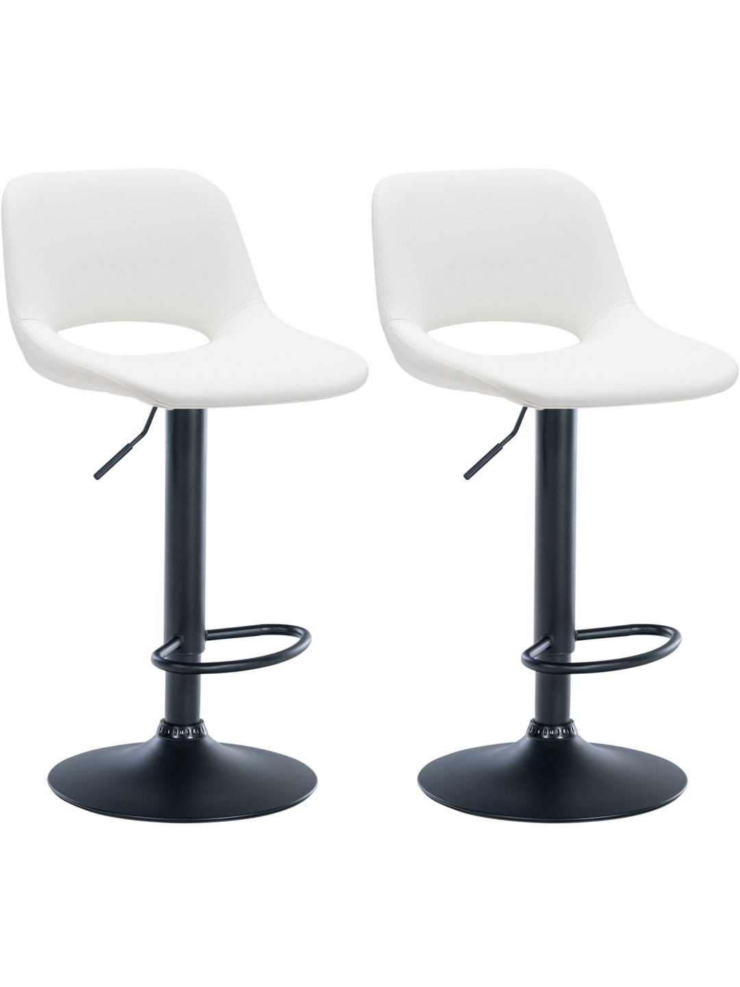 Juego de 2 taburetes de bar Camden de piel sintética, blanco