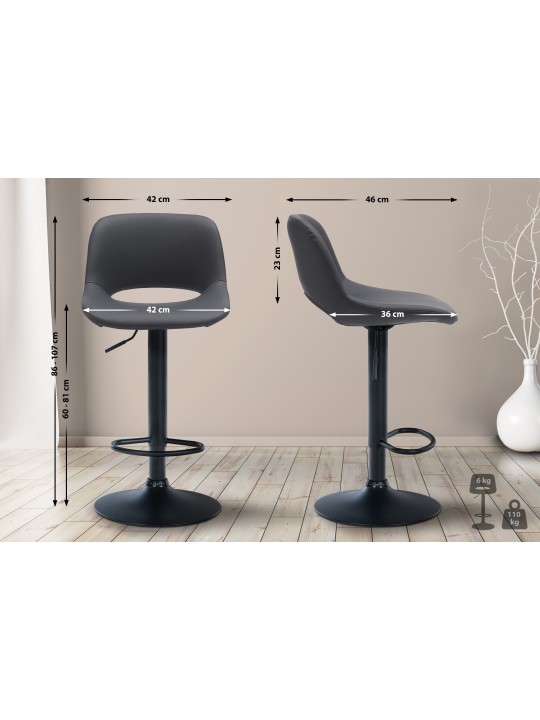 Juego de 2 taburetes de bar Camden de piel sintética, negro Juego de 2 taburetes de bar Camden de piel sintética, negro