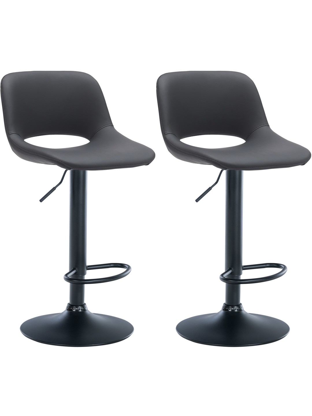 Juego de 2 taburetes de bar Camden de piel sintética, negro