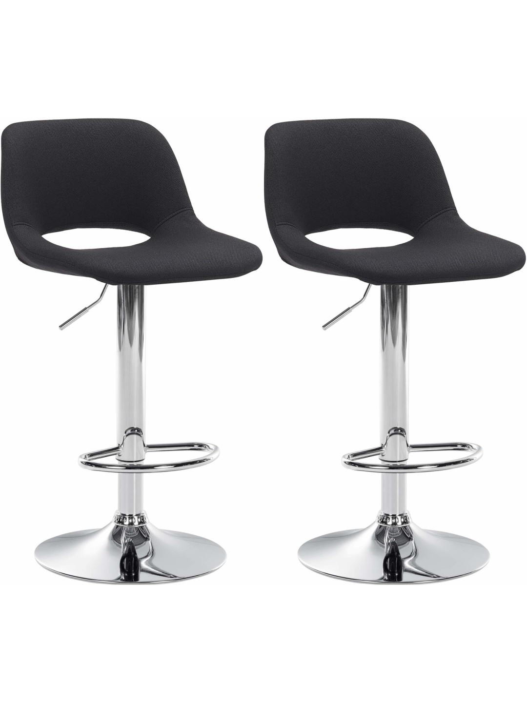Juego de 2 taburetes de bar Camden tela cromada., negro