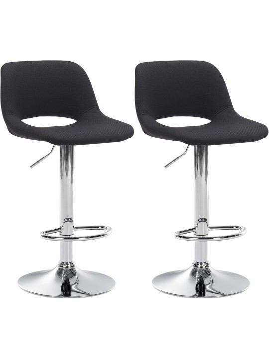 Juego de 2 taburetes de bar Camden tela cromada., negro Juego de 2 taburetes de bar Camden tela cromada., negro