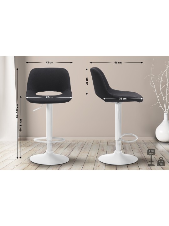 Juego de 2 taburetes de bar tela Camden, negro Juego de 2 taburetes de bar tela Camden, negro