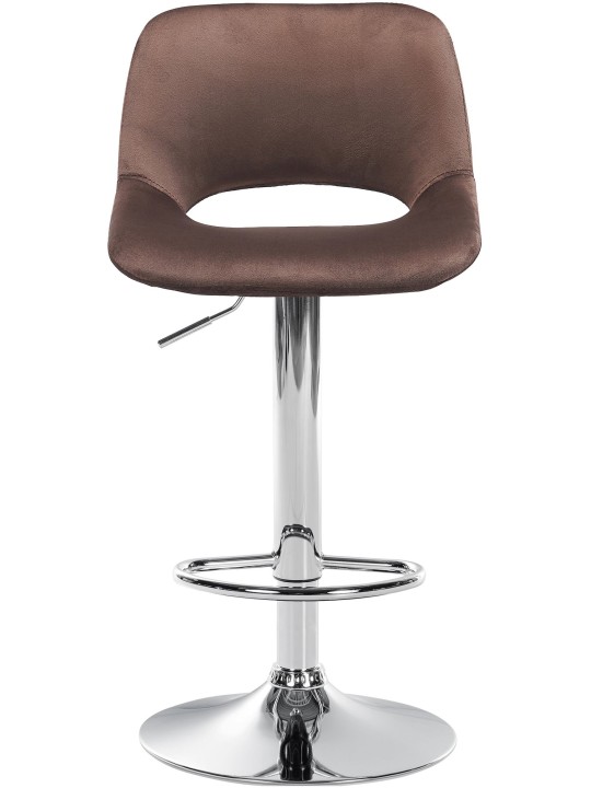 Juego de 2 taburetes de bar Camden terciopelo cromado, marrón Juego de 2 taburetes de bar Camden terciopelo cromado, marrón