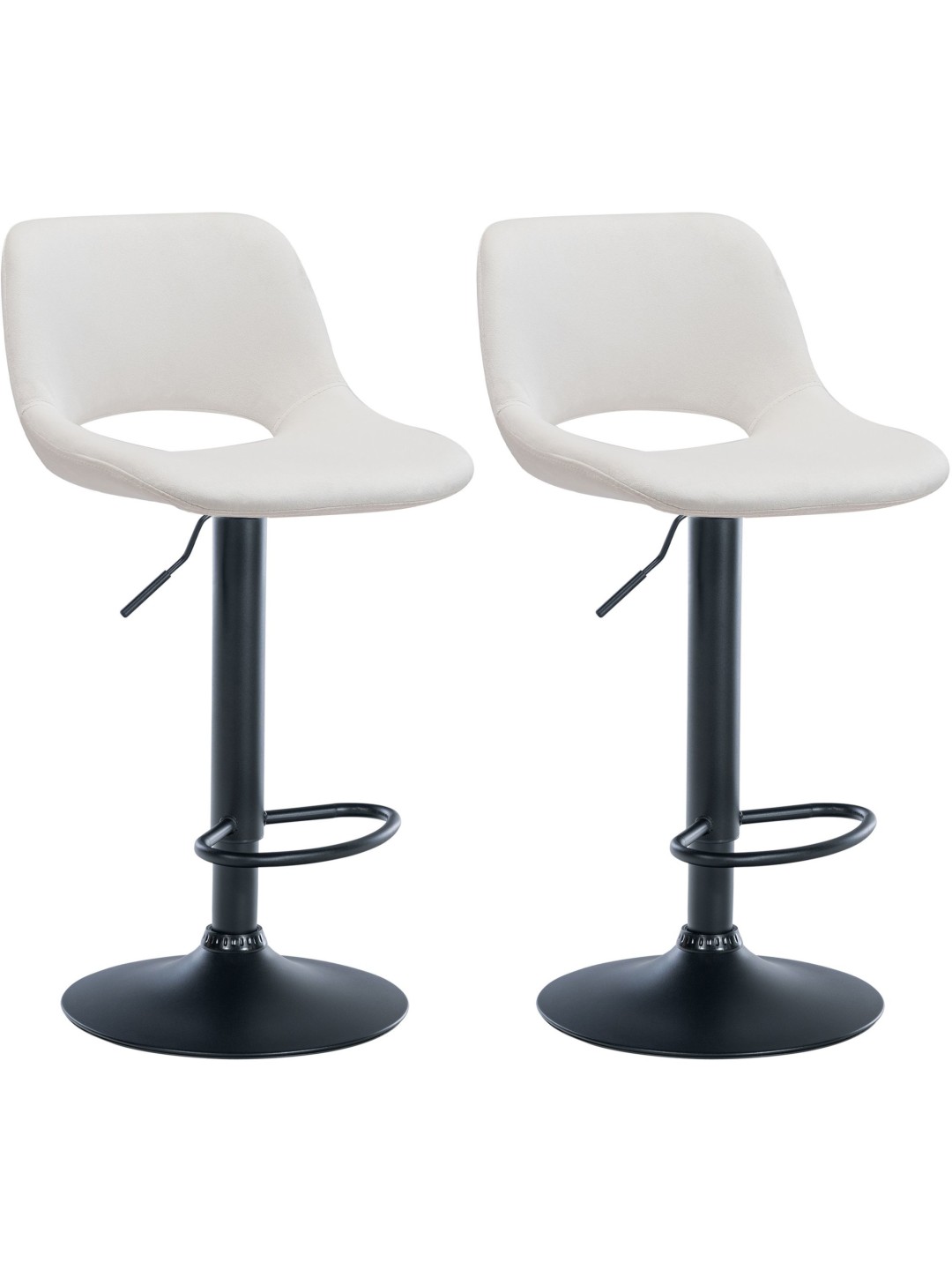 Juego de 2 taburetes de bar Camden terciopelo, crema