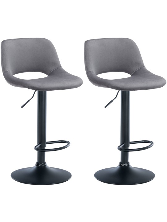 Juego de 2 taburetes de bar Camden terciopelo, gris oscuro Juego de 2 taburetes de bar Camden terciopelo, gris oscuro