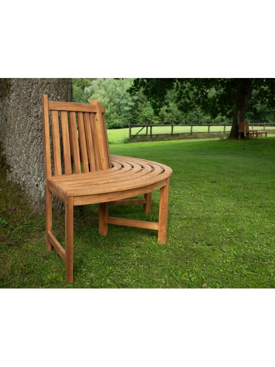 Banco arbol Macho 206cm semicircular con respaldo, marrón