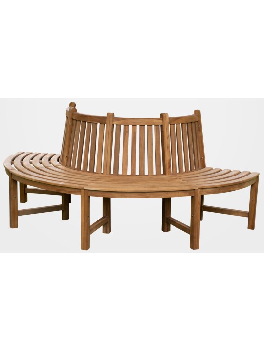 Banco arbol Macho 206cm semicircular con respaldo, marrón