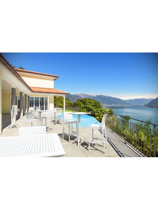 Juego de 4 taburetes de bar Maya, blanco