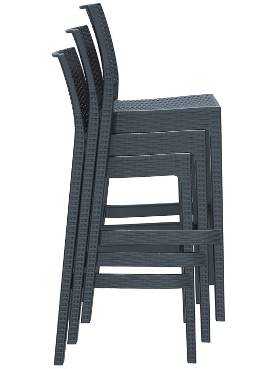 Juego de 4 taburetes de bar Jamaica, gris oscuro