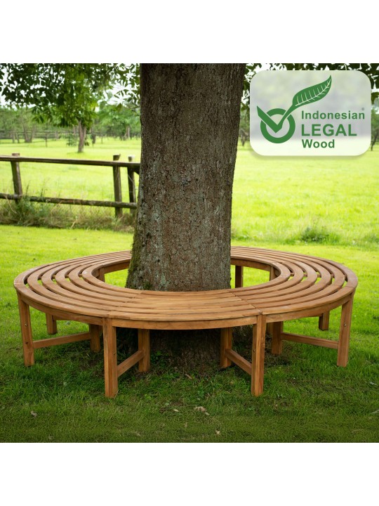 Banco arbol Nila 200 cm redondo SIN respaldo, marrón