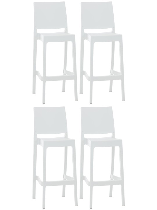 Juego de 4 taburetes de bar Maya, blanco