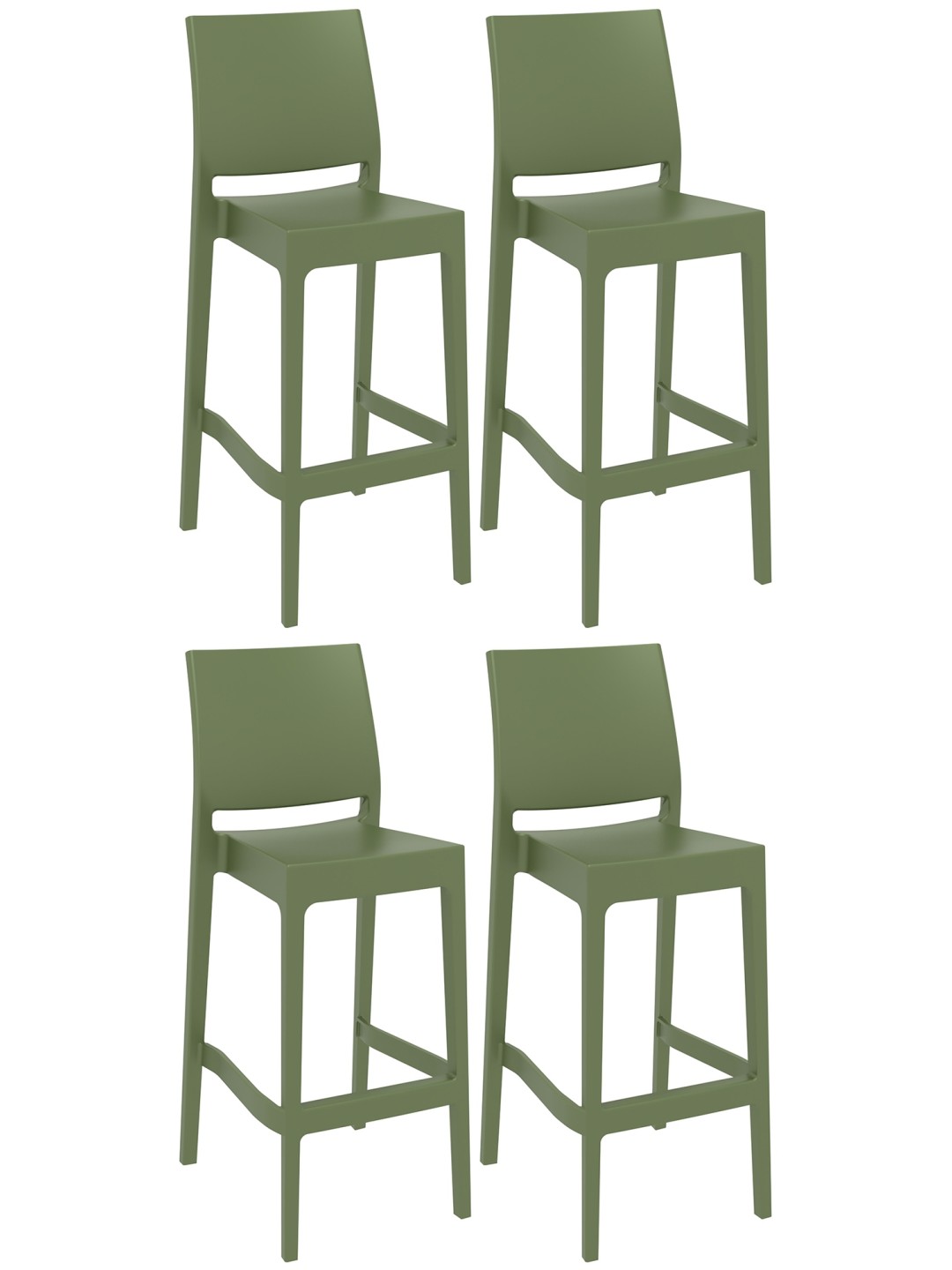 Juego de 4 taburetes de bar Maya, oliva