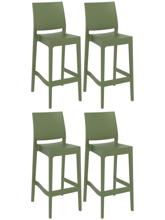 Juego de 4 taburetes de bar Maya, oliva