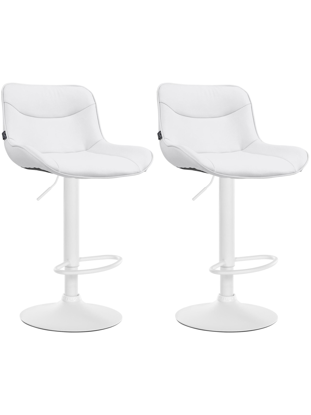 Juego de 2 taburetes de bar Vonore de piel sintética, blanco