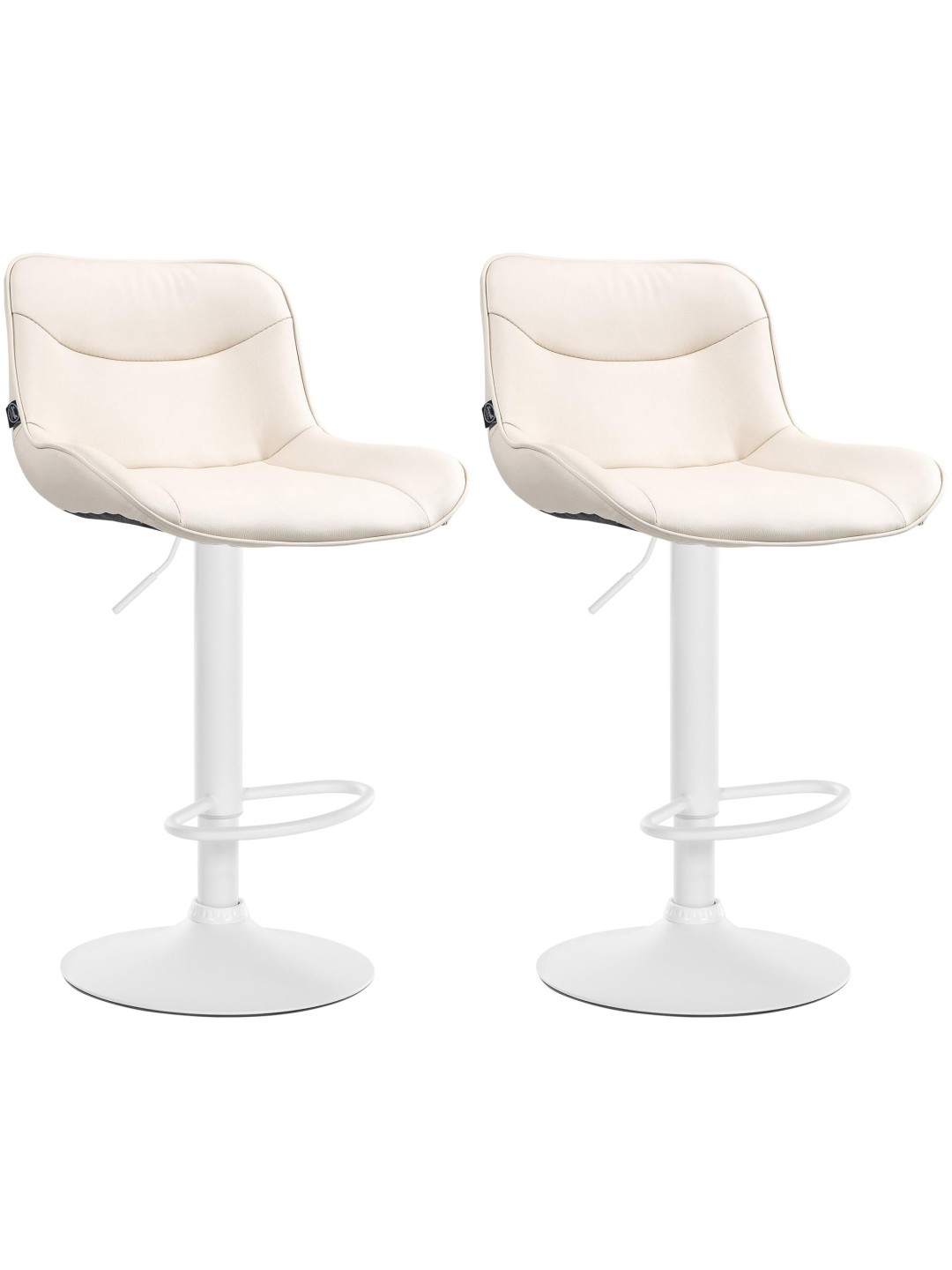 Juego de 2 taburetes de bar Vonore de piel sintética, crema
