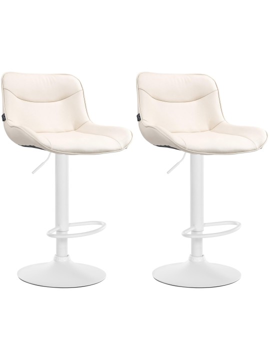 Juego de 2 taburetes de bar Vonore de piel sintética, crema Juego de 2 taburetes de bar Vonore de piel sintética, crema