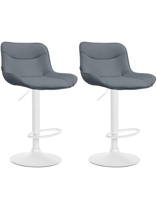 Juego de 2 taburetes de bar Vonore de piel sintética, gris