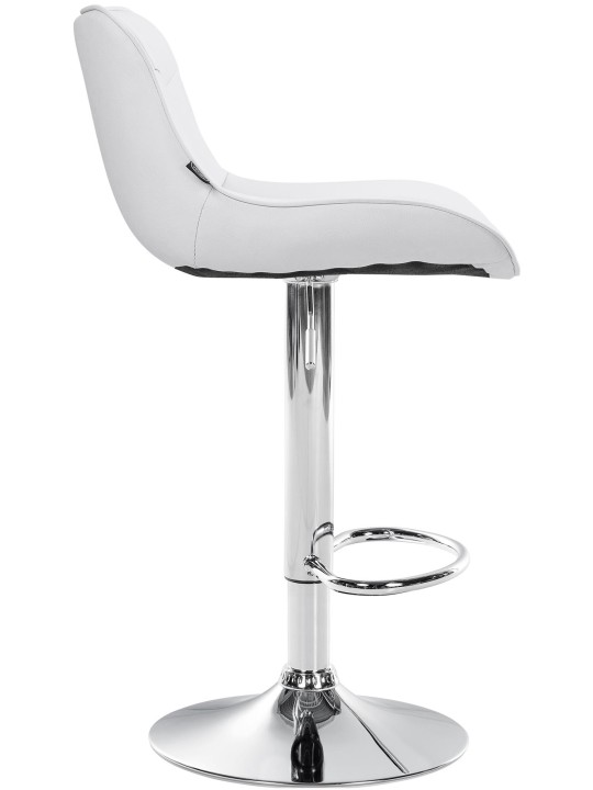 Juego de 2 taburetes de bar Vonore polipiel cromado, blanco