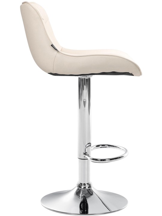 Juego de 2 taburetes de bar Vonore polipiel cromado, crema