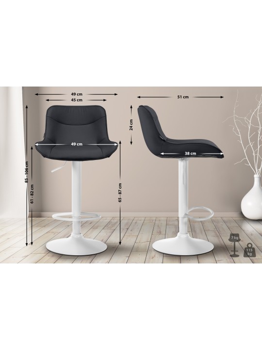 Juego de 2 taburetes de bar Vonore de piel sintética, negro