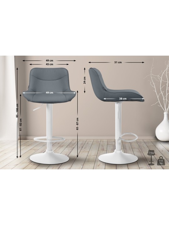Juego de 2 taburetes de bar Vonore de piel sintética, gris