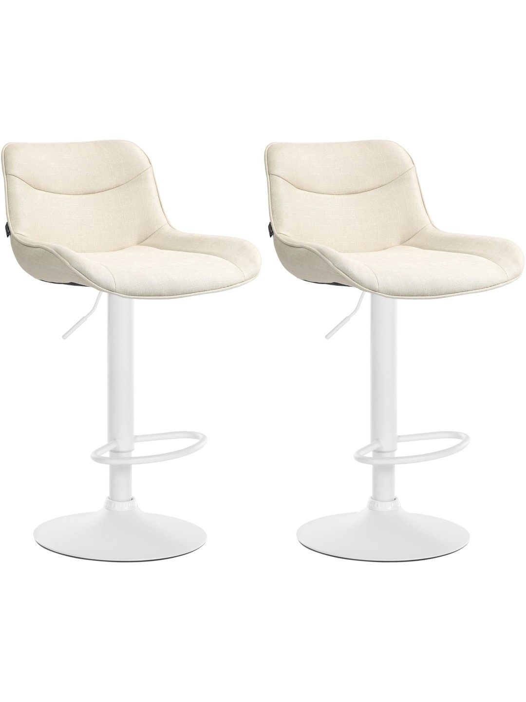 Juego de 2 taburetes de bar tela Vonore, crema