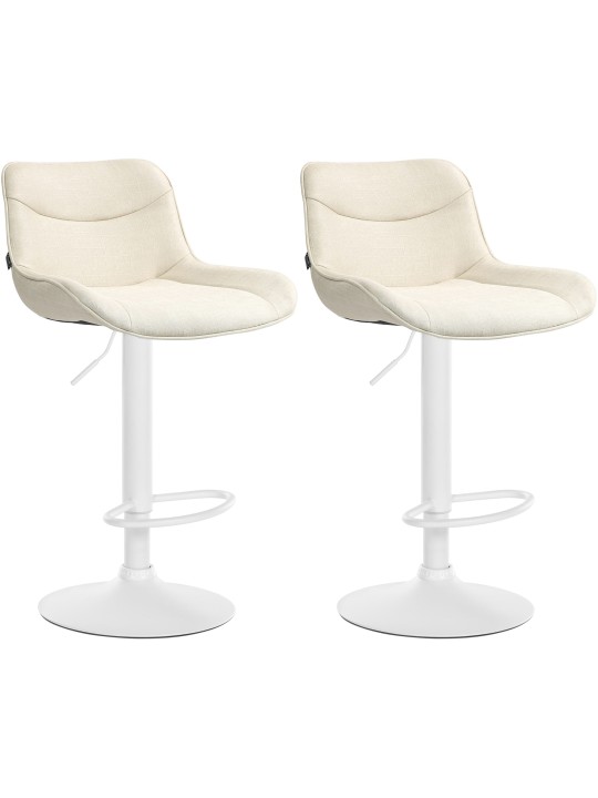 Juego de 2 taburetes de bar tela Vonore, crema