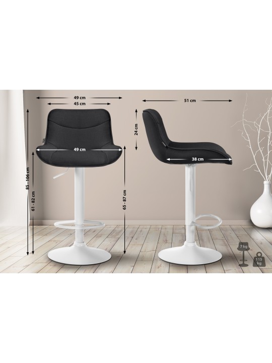 Juego de 2 taburetes de bar tela Vonore, negro