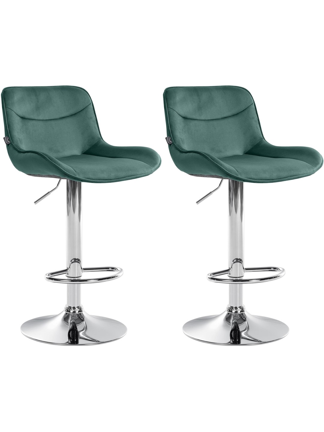Juego de 2 taburetes de bar Vonore terciopelo cromado, verde