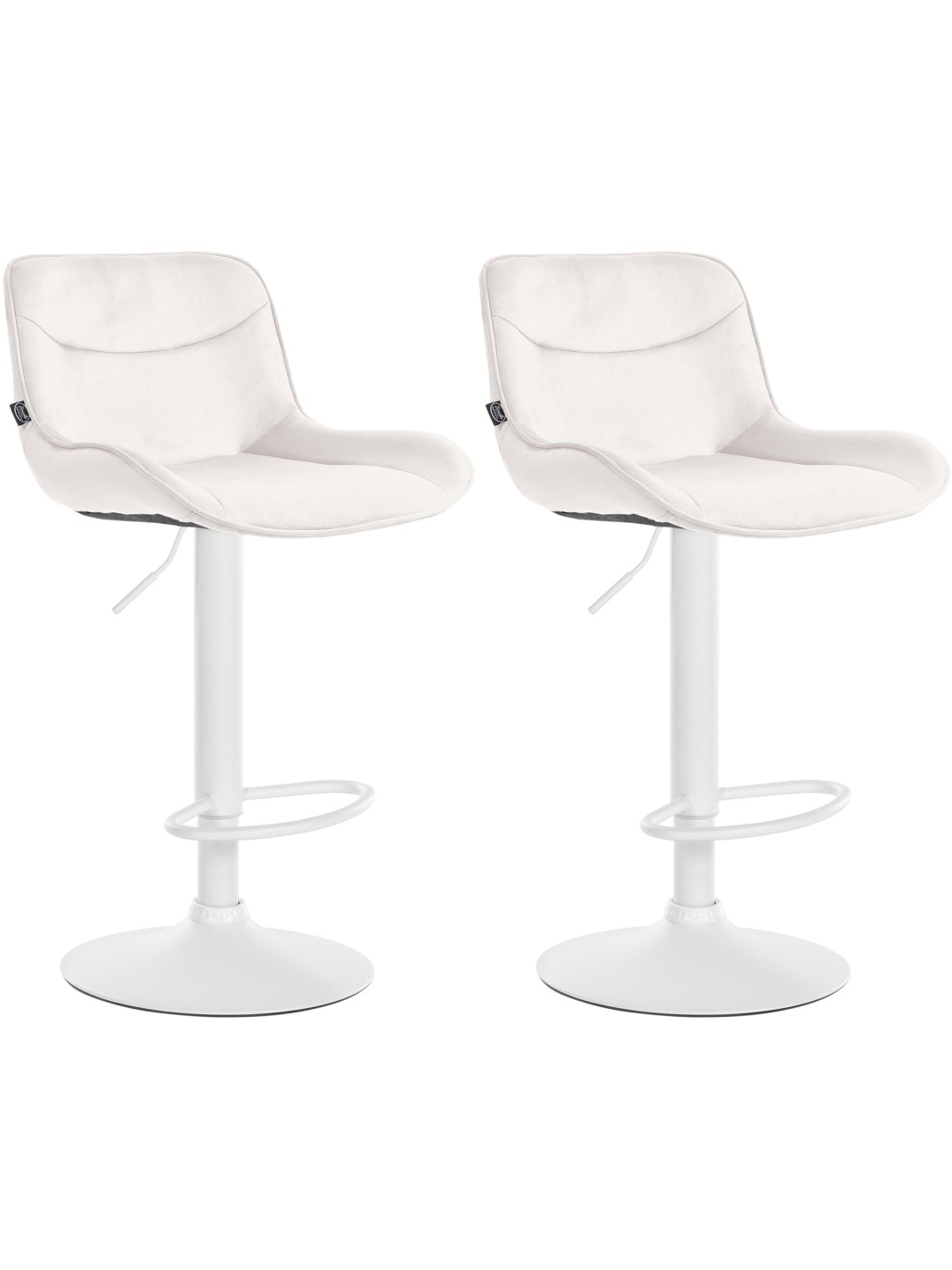 Juego de 2 taburetes de bar Vonore terciopelo, crema