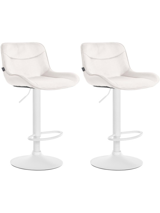 Juego de 2 taburetes de bar Vonore terciopelo, crema Juego de 2 taburetes de bar Vonore terciopelo, crema