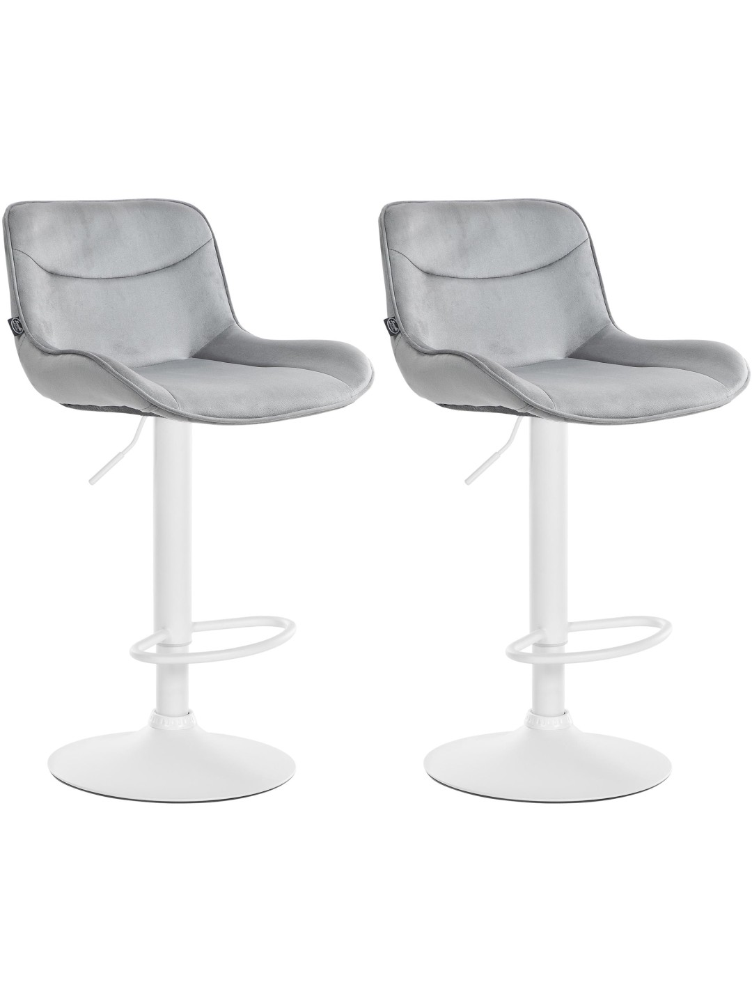 Juego de 2 taburetes de bar Vonore terciopelo, gris