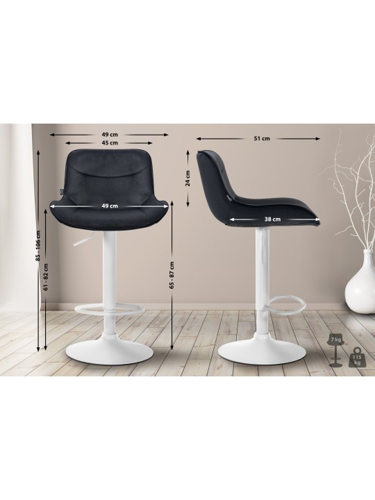 Juego de 2 taburetes de bar Vonore terciopelo, negro Juego de 2 taburetes de bar Vonore terciopelo, negro