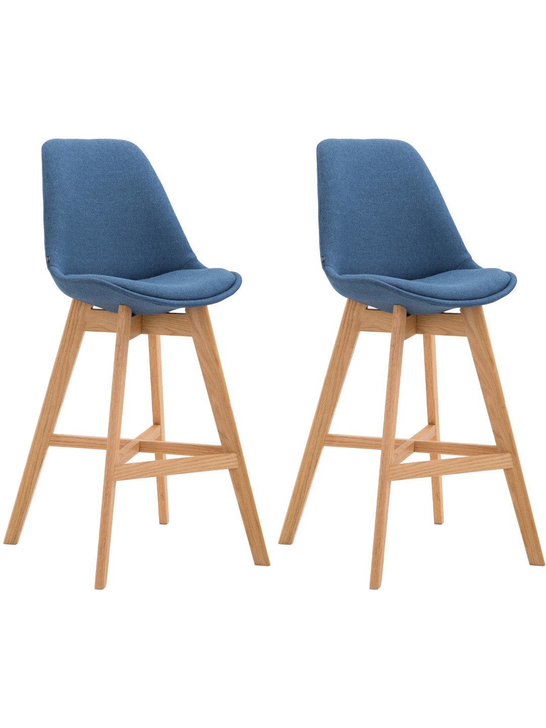 Juego de 2 taburetes de bar Cannes tela natural, azul