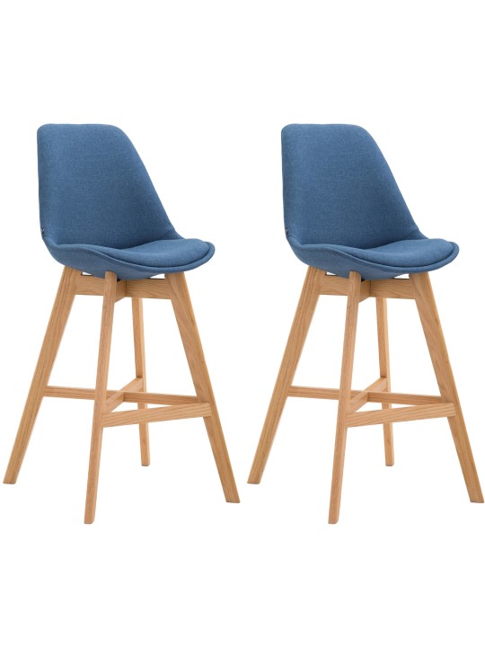 Juego de 2 taburetes de bar Cannes tela natural, azul