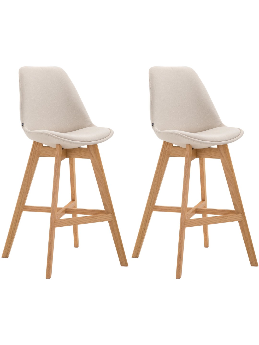 Juego de 2 taburetes de bar Cannes tela natural, crema